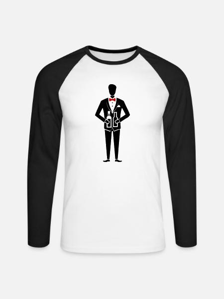 Enterrement de vie de garçon Marié Enterrement de vie de garçon - T-shirt baseball manches longues Homme - blanc/noir