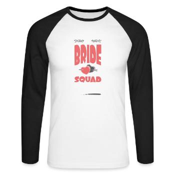 Escouade de la mariée 2023 Cœur de l’équipe - T-shirt baseball manches longues Homme - blanc/noir - Devant - Nik (191cm)