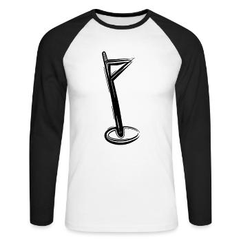 Drapeau de golf - T-shirt baseball manches longues Homme - blanc/noir - Devant - Nik (191cm)