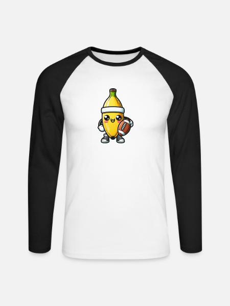 Football Banane - Unisex Baseballshirt langarm - Weiß/Schwarz