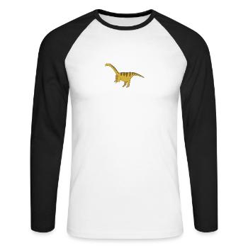 Dinosaurier Geschenk Urzeit Fossil Kawaii Comic - Unisex Baseballshirt langarm - Weiß/Schwarz - Vorne - Nik (191cm)