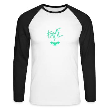 Néon Ruhm / Célébrité - T-shirt baseball manches longues Homme - blanc/noir - Devant - Nik (191cm)