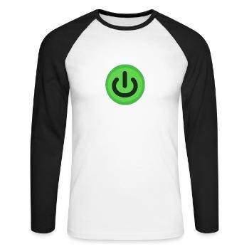 On / Off button Power Button Switch - Unisex Long Sleeve Baseball T-Shirt - white/black - Front - Nik (191cm)