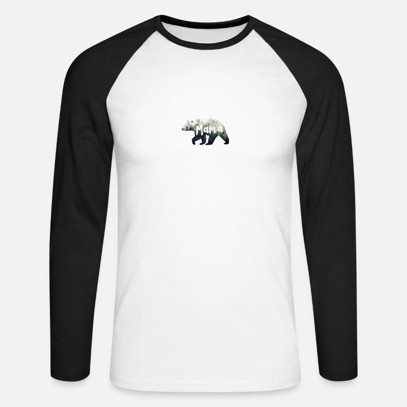 Mama Bär - Unisex Baseballshirt langarm - Weiß/Schwarz