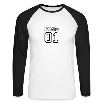 roi 01 - T-shirt baseball manches longues Homme - blanc/noir - Devant - Nik (191cm)