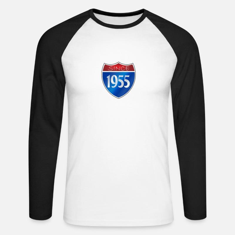 Since 1955 - Unisex Baseballshirt langarm - Weiß/Schwarz