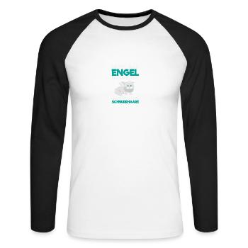ENGEL KATZE! - Unisex Baseballshirt langarm - Weiß/Schwarz - Vorne - Nik (191cm)