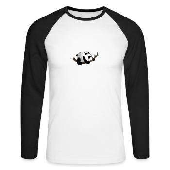 Follow your Dreams / Schlafender Panda - Unisex Baseballshirt langarm - Weiß/Schwarz - Vorne - Nik (191cm)