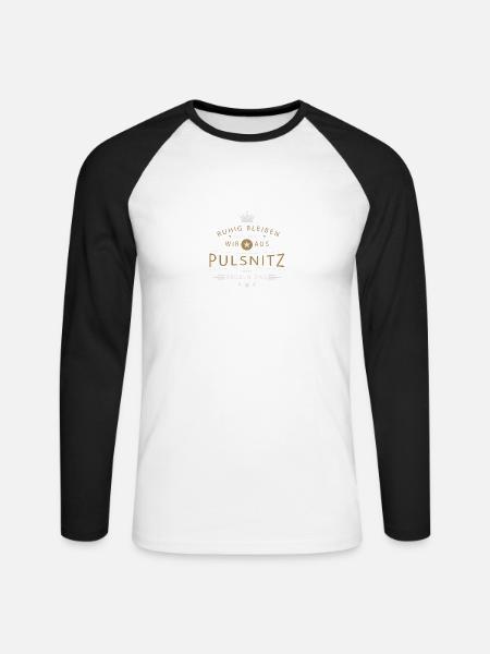 Pulsnitz Stadt - Unisex Baseballshirt langarm - Weiß/Schwarz