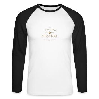 Sprockhövel Stadt - Unisex Baseballshirt langarm - Weiß/Schwarz - Vorne - Nik (191cm)