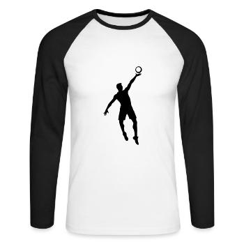 Volleyball Spieler Symbol - Unisex Baseballshirt langarm - Weiß/Schwarz - Vorne - Nik (191cm)