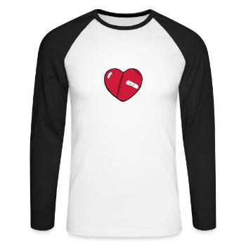 Cœur - T-shirt baseball manches longues Homme - blanc/noir - Devant - Nik (191cm)