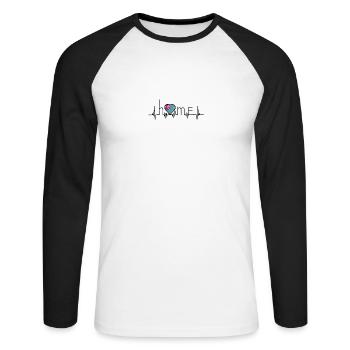 i love home Tuvalu - Unisex Baseballshirt langarm - Weiß/Schwarz - Vorne - Nik (191cm)