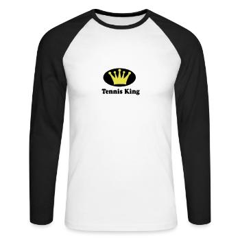Tennis - Unisex Baseballshirt langarm - Weiß/Schwarz - Vorne - Nik (191cm)