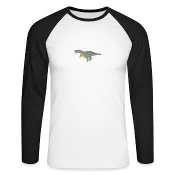 Gift Dinosaur Fossil Kawaii Trex Comic Dino - Unisex Long Sleeve Baseball T-Shirt - white/black - Front - Nik (191cm)