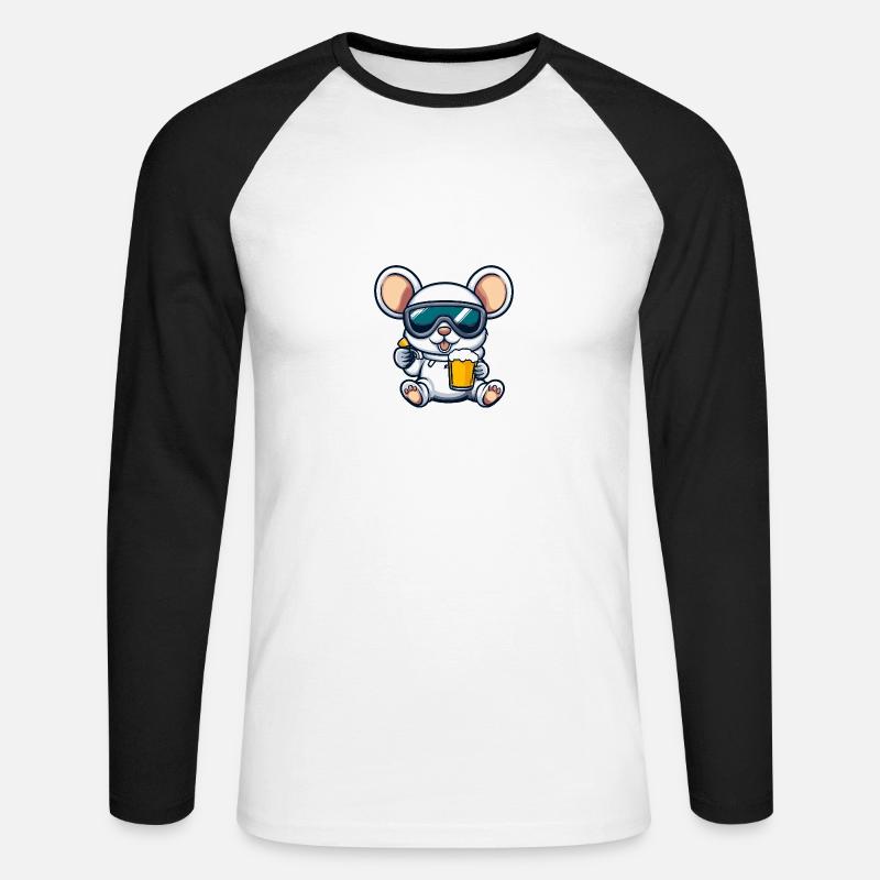 Maus Apres Ski Bier Comic - Unisex Baseballshirt langarm - Weiß/Schwarz