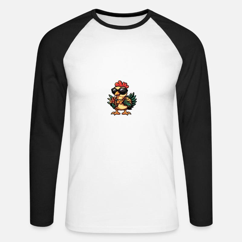 Truthahn Comic Cool Sommer - Unisex Baseballshirt langarm - Weiß/Schwarz