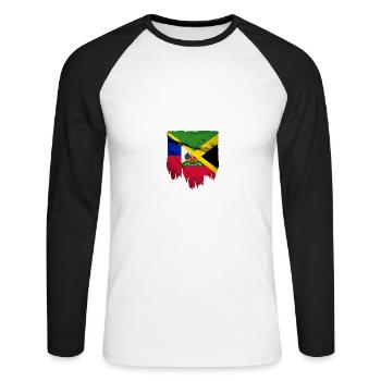 Haiti Haitian Jamaica Combination I Gift - Unisex Long Sleeve Baseball T-Shirt - white/black - Front - Nik (191cm)