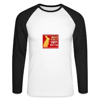 Chinesisches Neujahr Hase Asien 2023 I Geschenk - Unisex Baseballshirt langarm - Weiß/Schwarz - Vorne - Nik (191cm)