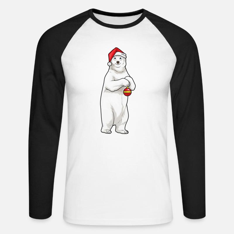 Eisbär Weihnachten Weihnachtskugel - Unisex Baseballshirt langarm - Weiß/Schwarz