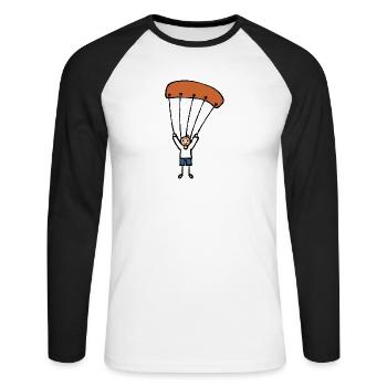 Parapente avec parapente - T-shirt baseball manches longues Homme - blanc/noir - Devant - Nik (191cm)