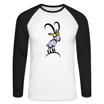 Steinbocky - Unisex Baseballshirt langarm - Weiß/Schwarz - Vorne - Nik (191cm)