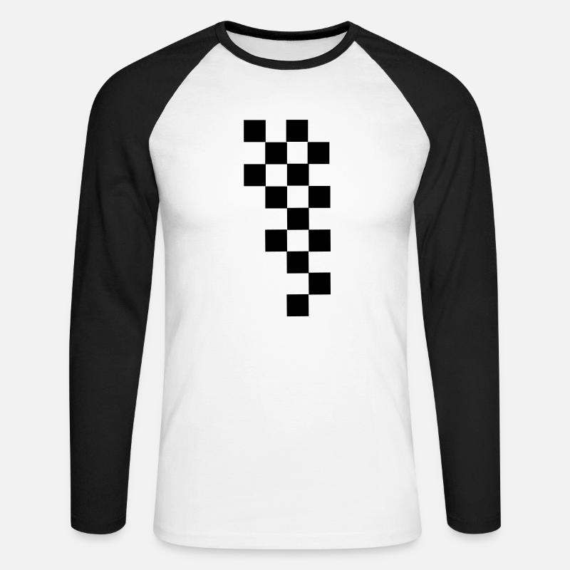 RACING FLAG - Unisex Baseballshirt langarm - Weiß/Schwarz