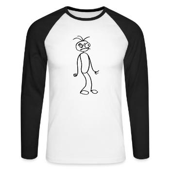 Collez le chiffre - T-shirt baseball manches longues Homme - blanc/noir - Devant - Nik (191cm)