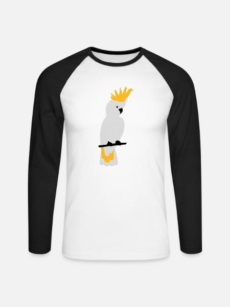 Kakadu Papagei - Unisex Baseballshirt langarm - Weiß/Schwarz