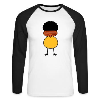 Funky Chick - T-shirt baseball manches longues Homme - blanc/noir - Devant - Nik (191cm)