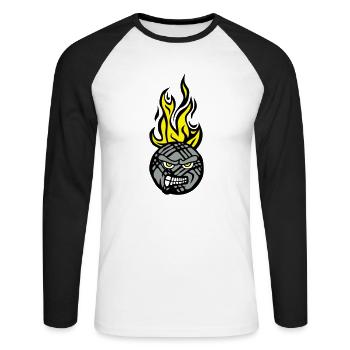 petanque face cartoon flamme13 feroce - T-shirt baseball manches longues Homme - blanc/noir - Devant - Nik (191cm)