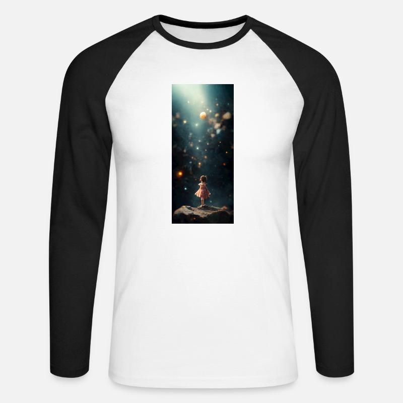 Mädchen - Unisex Baseballshirt langarm - Weiß/Schwarz