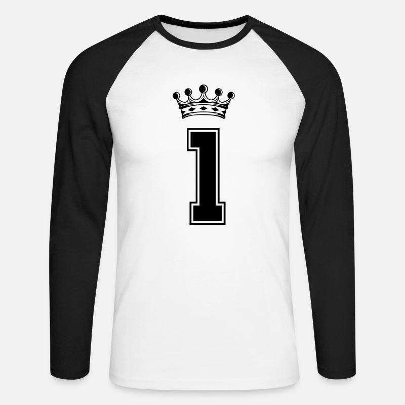 1 Krone - Unisex Baseballshirt langarm - Weiß/Schwarz
