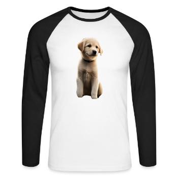 dog - Unisex Long Sleeve Baseball T-Shirt - white/black - Front - Nik (191cm)