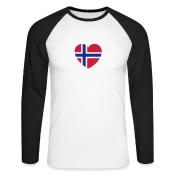Coeur Norvège - T-shirt baseball manches longues Homme - blanc/noir - Devant - Nik (191cm)