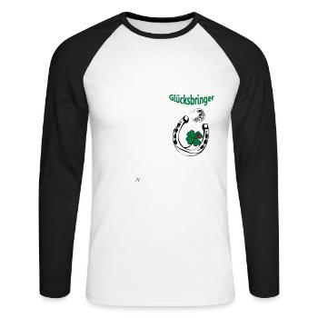 Glücksbringer - Unisex Baseballshirt langarm - Weiß/Schwarz - Vorne - Nik (191cm)