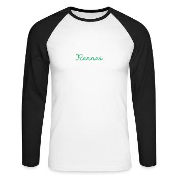 Rennes - T-shirt baseball manches longues Homme - blanc/noir - Devant - Nik (191cm)