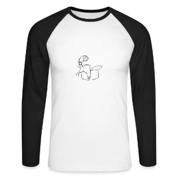 Cat in a Box Cat No No middle finger funny - Unisex Long Sleeve Baseball T-Shirt - white/black - Front - Nik (191cm)