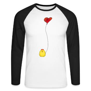 Cute Chicken In Love Gift Idea - Unisex Long Sleeve Baseball T-Shirt - white/black - Front - Nik (191cm)
