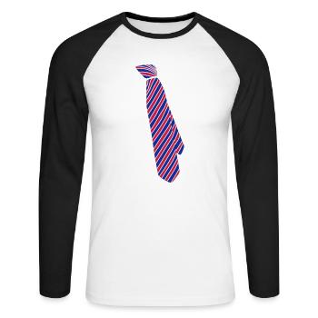 Cravate - T-shirt baseball manches longues Homme - blanc/noir - Devant - Nik (191cm)