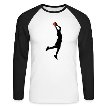 Basketball - Unisex Baseballshirt langarm - Weiß/Schwarz - Vorne - Nik (191cm)