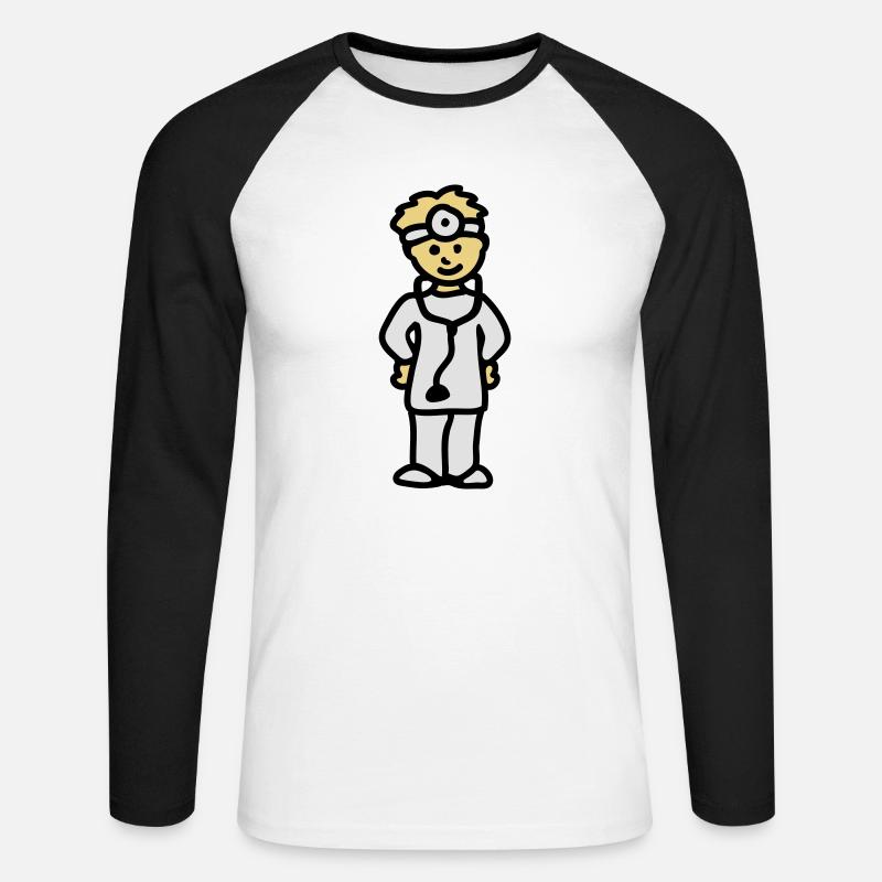 Arzt 3 - Unisex Baseballshirt langarm - Weiß/Schwarz