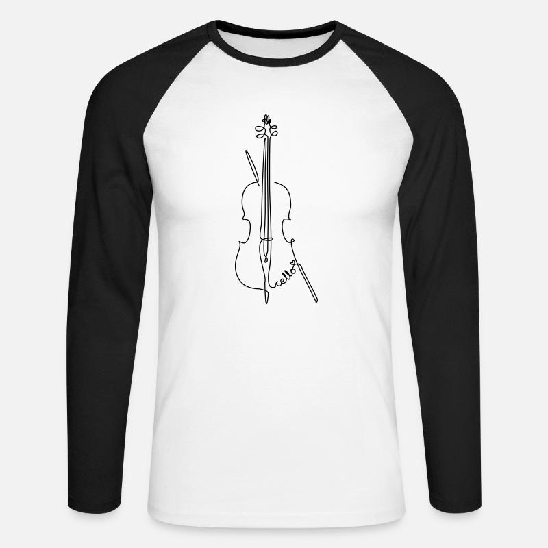 one line cello - Unisex Baseballshirt langarm - Weiß/Schwarz