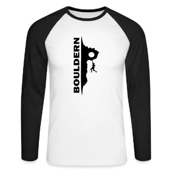 Bouldern - Unisex Long Sleeve Baseball T-Shirt - white/black - Front - Nik (191cm)