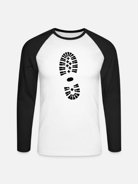shoe, shoe print, hiking - Unisex Long Sleeve Baseball T-Shirt - white/black