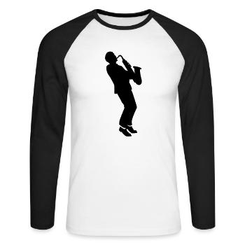 saxophone player - T-shirt baseball manches longues Homme - blanc/noir - Devant - Nik (191cm)