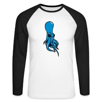 Poulpes Squid cool dangereux - T-shirt baseball manches longues Homme - blanc/noir - Devant - Nik (191cm)