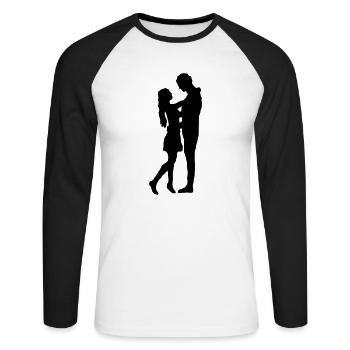 Liebe - Paar - Unisex Baseballshirt langarm - Weiß/Schwarz - Vorne - Nik (191cm)
