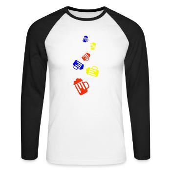 Beer glass - Unisex Long Sleeve Baseball T-Shirt - white/black - Front - Nik (191cm)