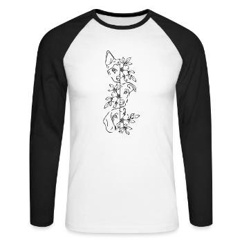 3 fleurs de chiens - T-shirt baseball manches longues Homme - blanc/noir - Devant - Nik (191cm)
